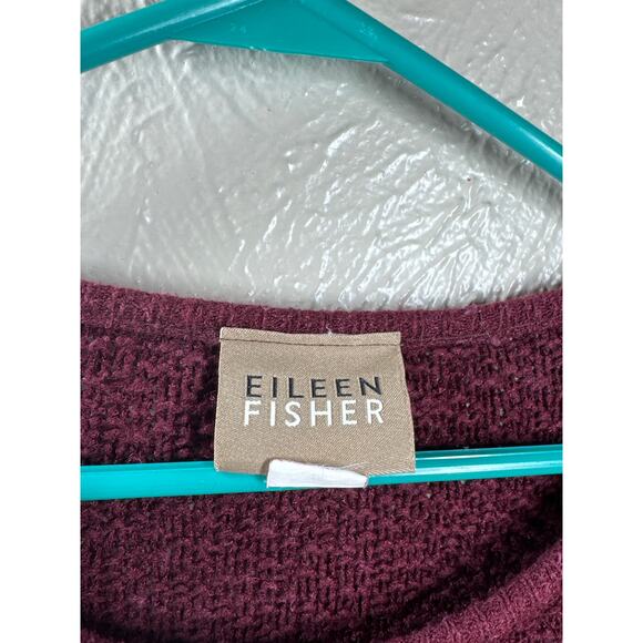 Eileen Fisher Linen Blend Round Neck Sweater Burgundy Tunic Size Large - Picture 3 of 5